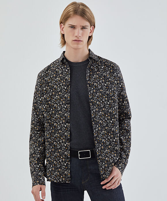Chemise slim imprimé fleurs - Noir - IKKS MEN