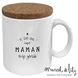 Mugs avec couvercle en liège spécial maman - Blanc - MARCEL & LILY