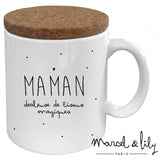 Mugs avec couvercle en liège spécial maman - Blanc - MARCEL & LILY