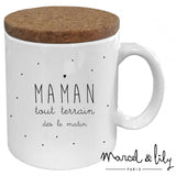 Mugs avec couvercle en liège spécial maman - Blanc - MARCEL & LILY