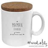 Mugs avec couvercle en liège spécial maman - Blanc - MARCEL & LILY