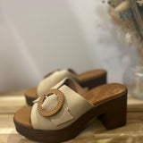 Mules à talon bloc 5611 - Beige - EVA FRUTOS