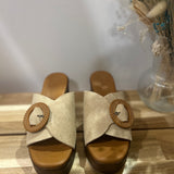 Mules à talon bloc 5611 - Beige - EVA FRUTOS