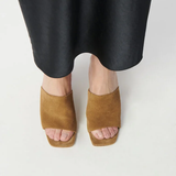 Mules à talon carré velours - Beige - IKKS WOMEN