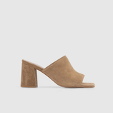 Mules à talon carré velours - Beige - IKKS WOMEN