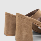 Mules à talon carré velours - Beige - IKKS WOMEN