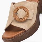 Mules à talon bloc 5611 - Beige - EVA FRUTOS