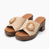 Mules à talon bloc 5611 - Beige - EVA FRUTOS