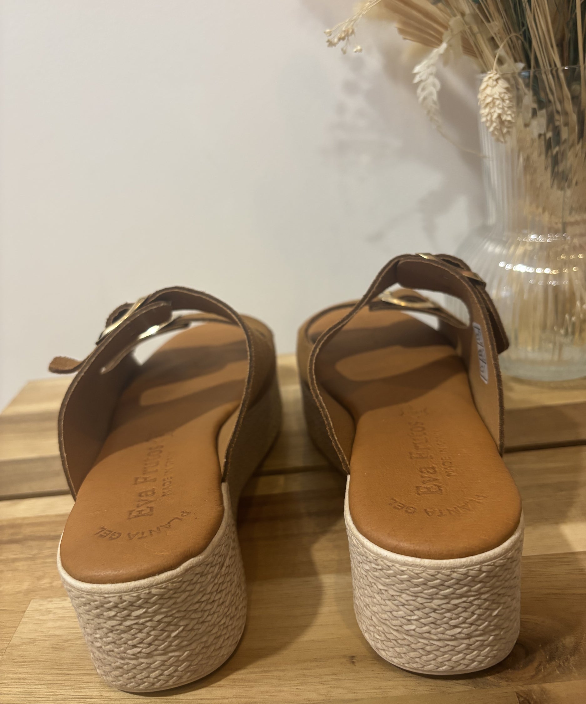 Mules compensées daim 5373 - Muscade - EVA FRUTOS