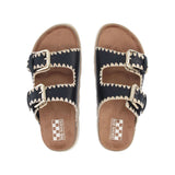 Mules plates raphia Sandy - Noires - NO NAME