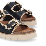Mules plates raphia Sandy - Noires - NO NAME
