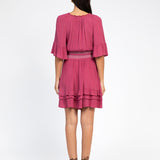Robe courte froufrous Obasty - Rose - AN'GE