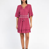 Robe courte froufrous Obasty - Rose - AN'GE