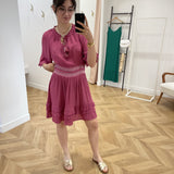 Robe courte froufrous Obasty - Rose - AN'GE