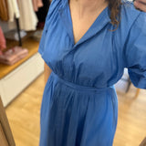 Robe longue fluide en mousseline Cassie - Bleu - SUNCOO