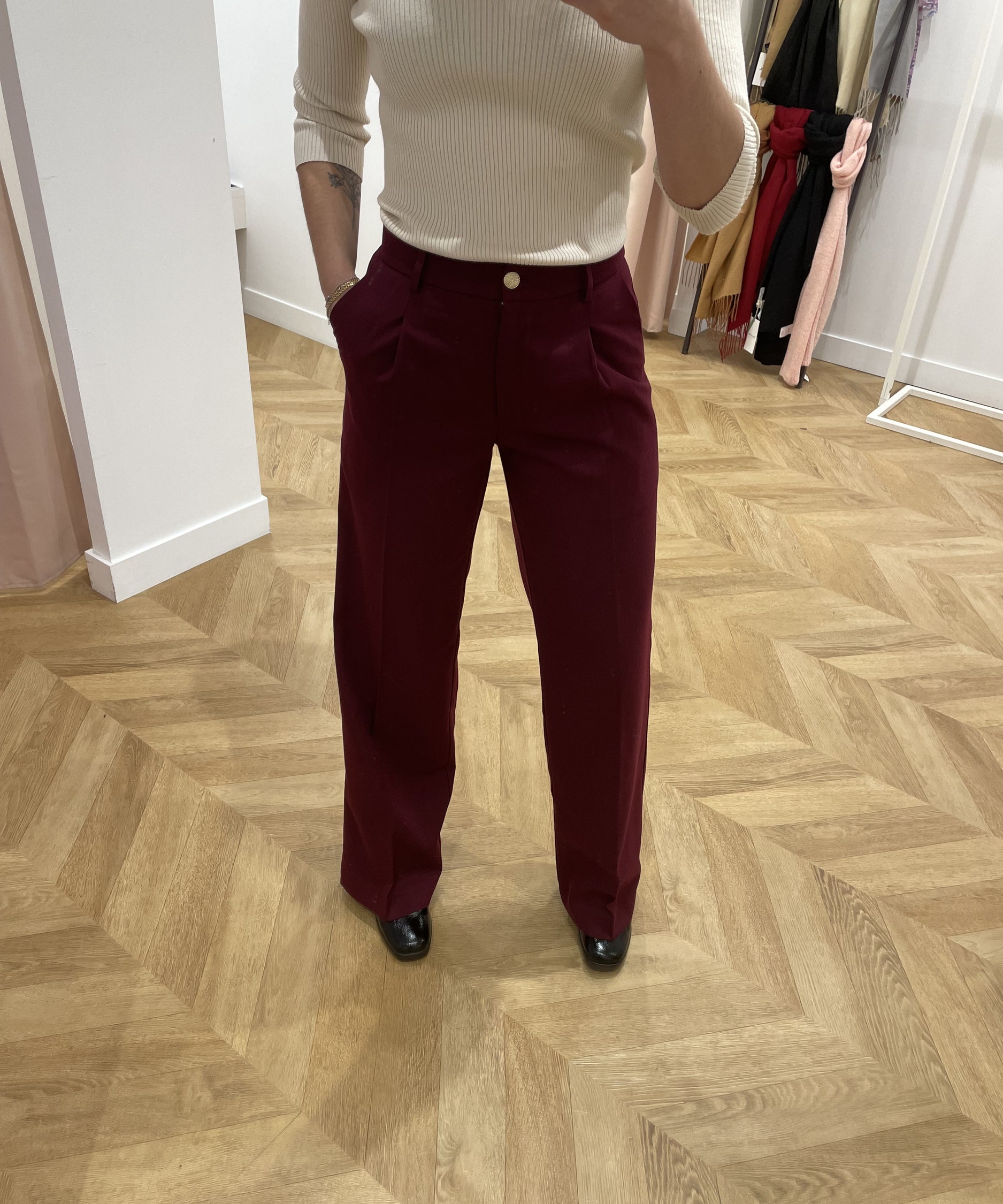 Pantalon large Oscar - Bordeaux - GRACE & MILA