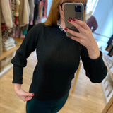 Pull fin en maille tressée avec col fantaisie Pablijo - Noir - SUNCOO