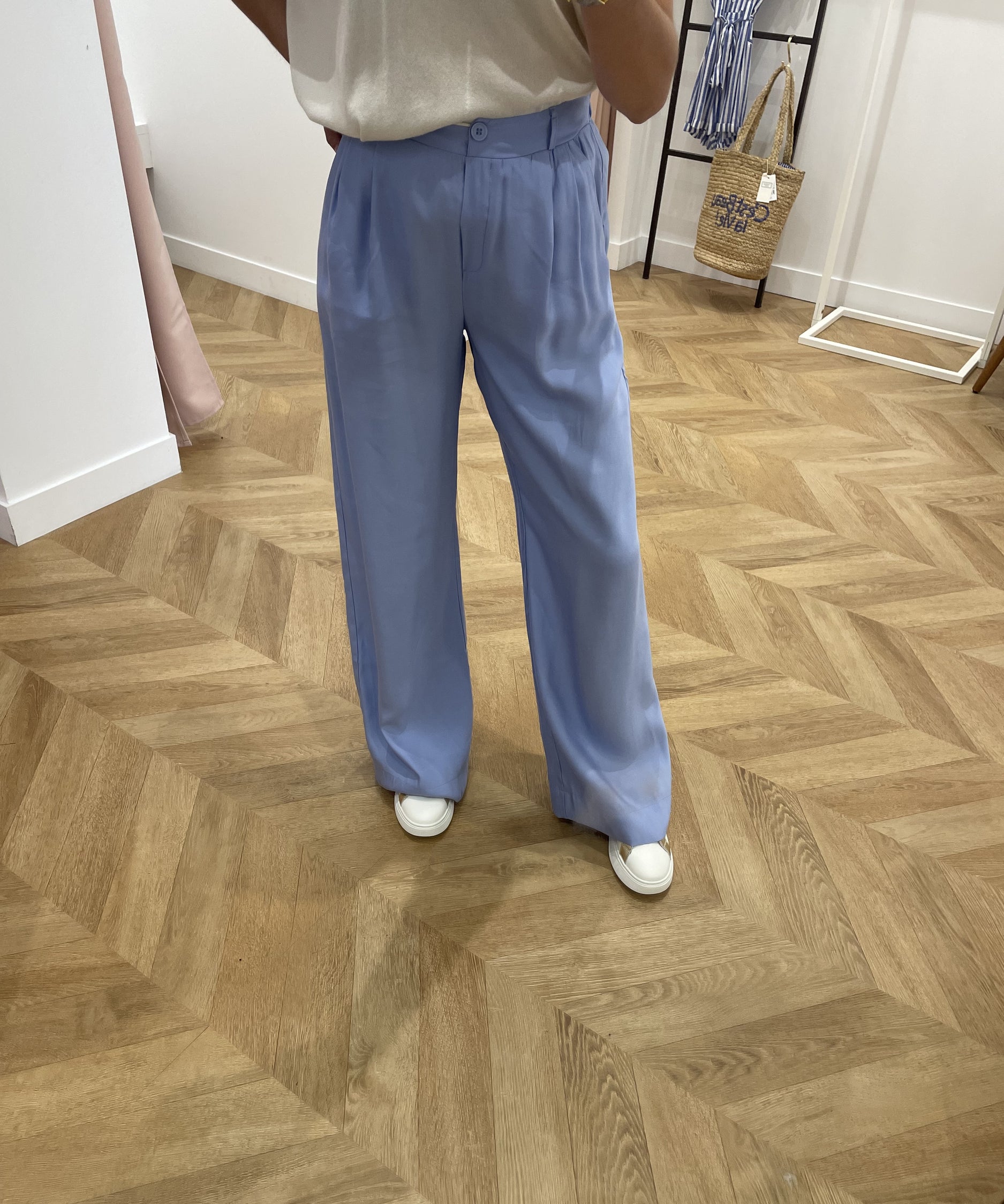 Pantalon large à plis Pamy - Nuage - AN'GE