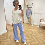 Pantalon large à plis Pamy - Nuage - AN'GE