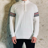 Pull col zippé - blanc - SUN VALLEY HOMME