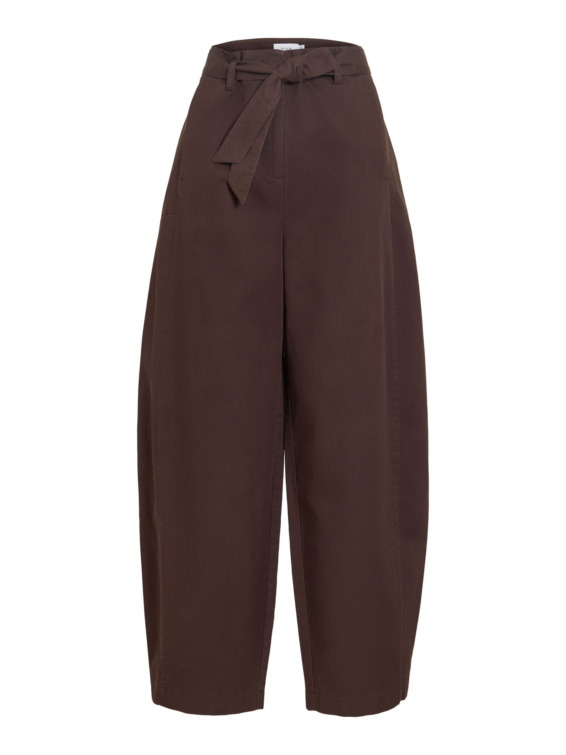 Pantalon barrel VIJEMMA VILA Coffee Bean – vue de face avec ceinture