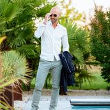 Chemise slim blanche imprimé minimaliste lunes homme - Off white - IKKS Men