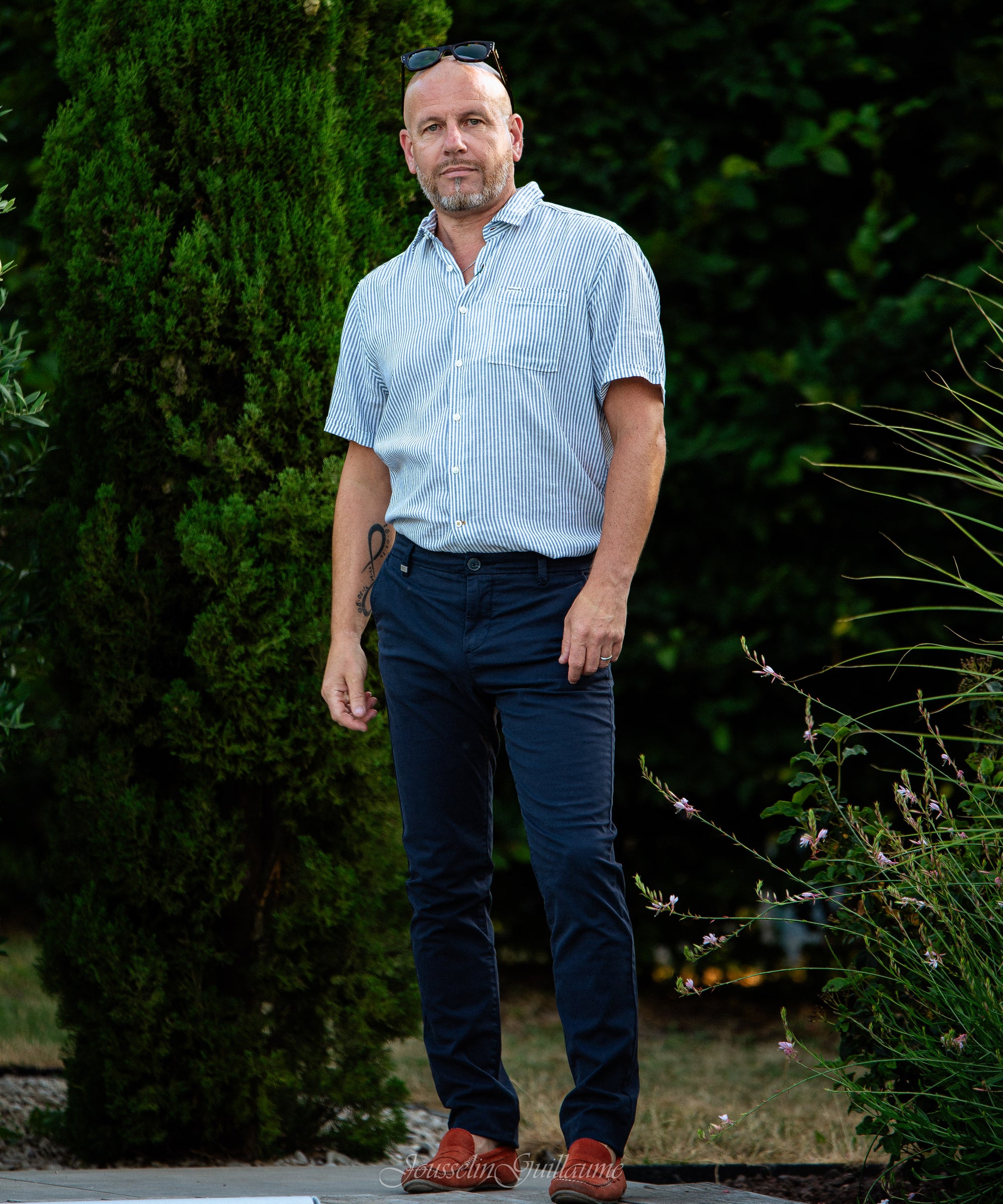 Chemise rayée à manches courte Deerpark - Marine - BARBOUR HOMME