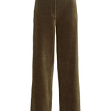 Pantalon large VIKITA VILA Forest Night en velours côtelé – vue de face