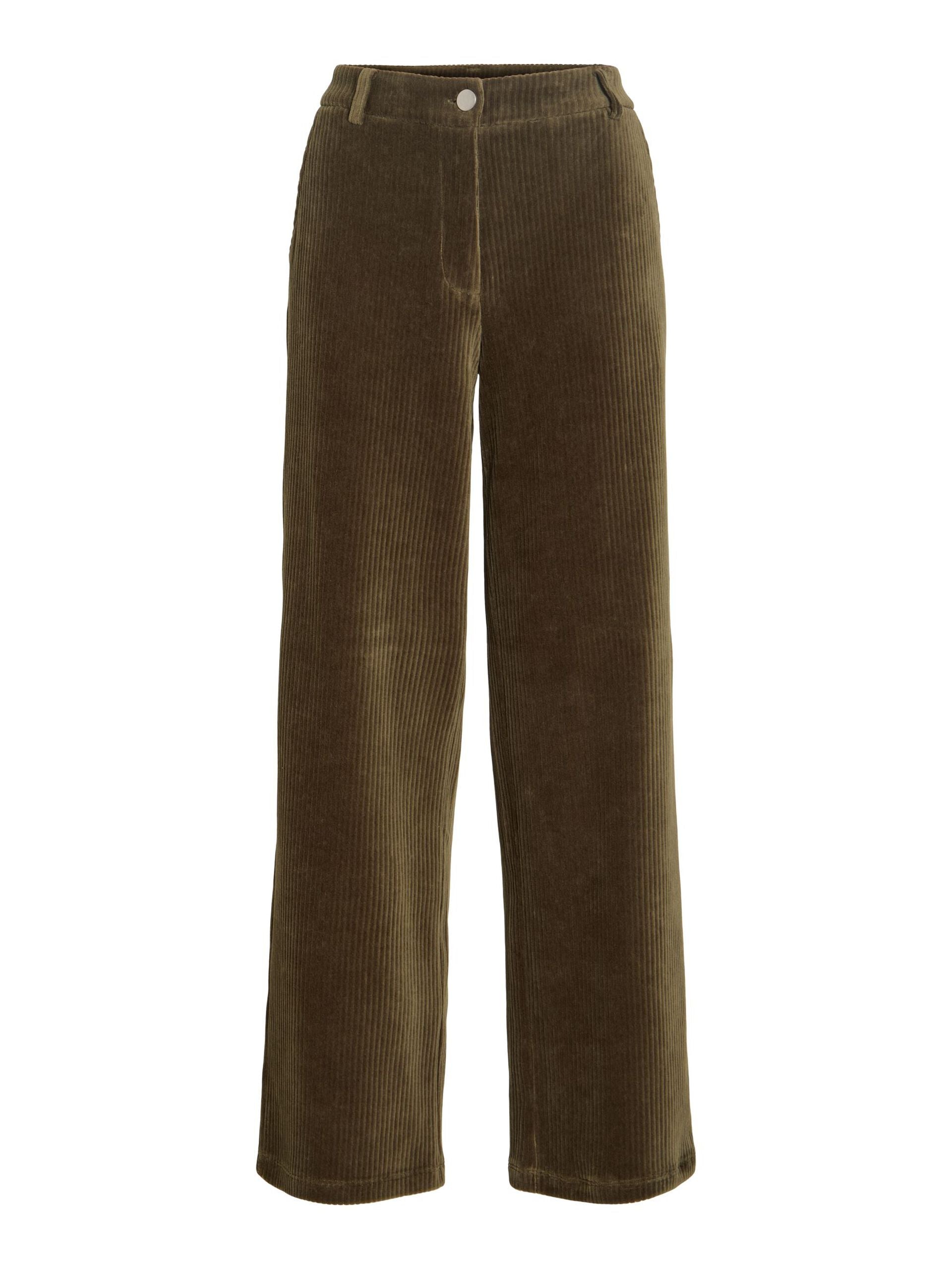 Pantalon large VIKITA VILA Forest Night en velours côtelé – vue de face