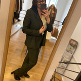 Pantalon de tailleur à micro-chevrons - Kaki foncé - IKKS WOMEN