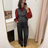 Sister Striped Tailored Jacket - Anthracite - GRACE & MILA
