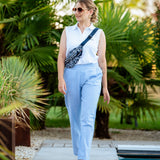 Qoany print fabric fanny pack - Navy blue - Sun Valley women