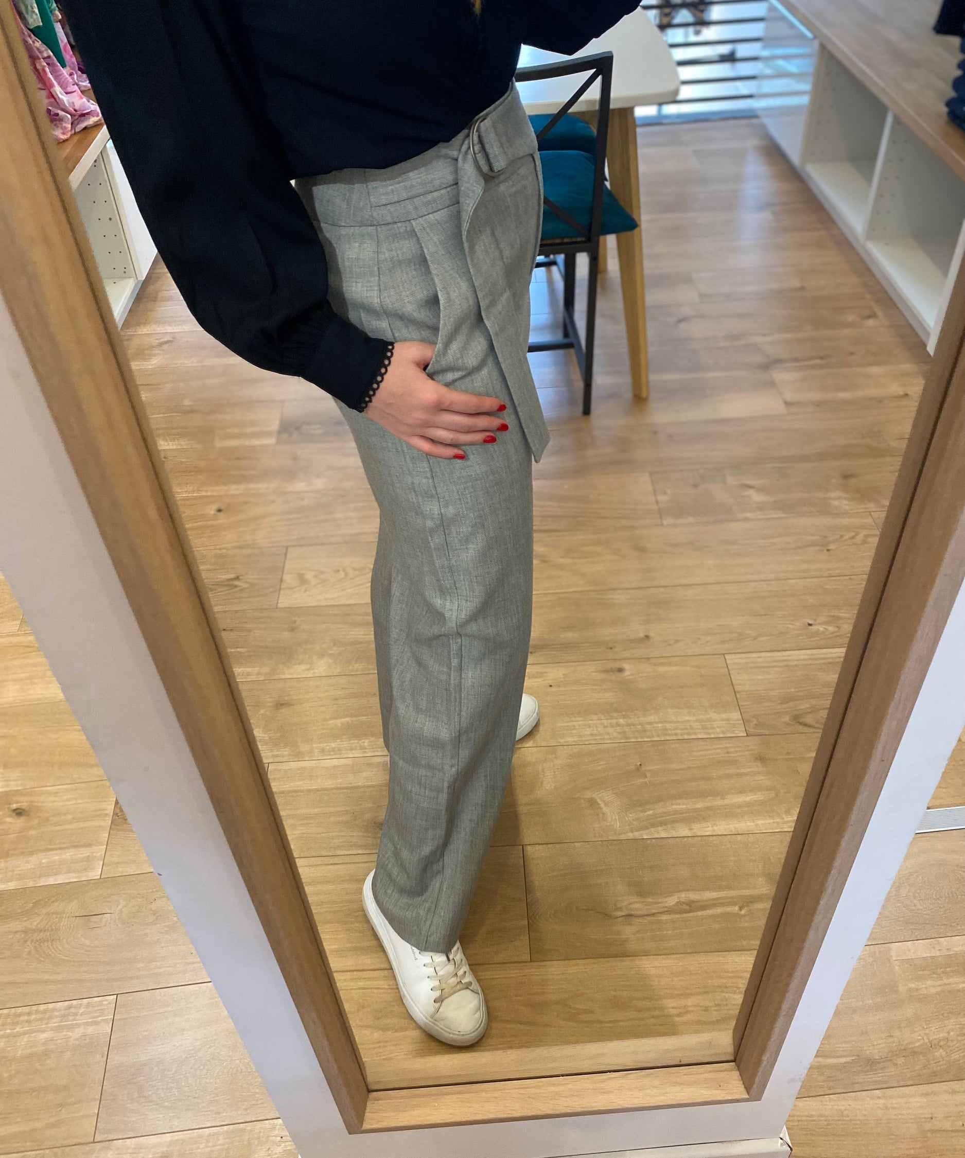Pantalon large taille haute Jaime - Gris clair - SUNCOO