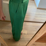 Pantalon satiné taille haute Jicky - Vert - Suncoo