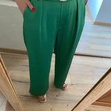 Pantalon satiné taille haute Jicky - Vert - Suncoo
