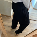 Pantalon fluide en satin Johan - Noir - Suncoo