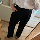 Pantalon fluide en satin Johan - Noir - Suncoo