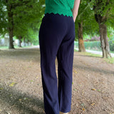 Pantalon uni ceinturé John - Bleu nuit - Suncoo
