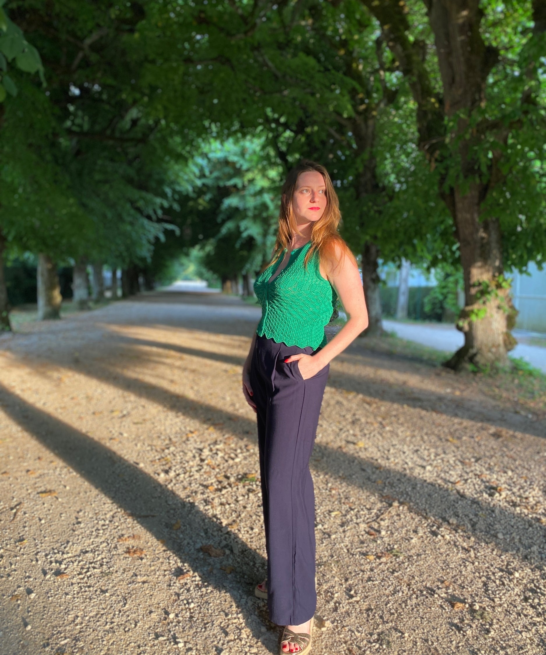 Pantalon uni ceinturé John - Bleu nuit - Suncoo