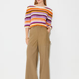 Pantalon large taille haute Jules - Kaki - Suncoo