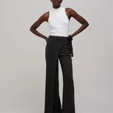 Pantalon large avec ceinture nouée - Noir - IKKS WOMEN