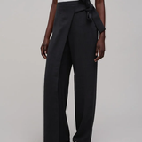 Pantalon large avec ceinture nouée - Noir - IKKS WOMEN
