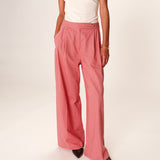 Pantalon large plissé en lin coton Robin - Rose - GRACE & MILA