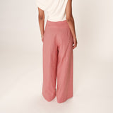 Pantalon large plissé en lin coton Robin - Rose - GRACE & MILA