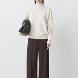 Pantalon large ton sur ton en relief Jerry - Chocolat - SUNCOO