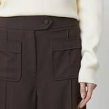 Pantalon large ton sur ton en relief Jerry - Chocolat - SUNCOO