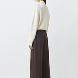 Pantalon large ton sur ton en relief Jerry - Chocolat - SUNCOO