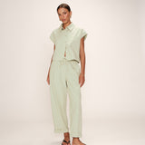 Pantalon large en coton Rhode - Menthe - GRACE & MILA