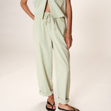Pantalon large en coton Rhode - Menthe - GRACE & MILA