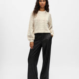 Pantalon à jambe ample Objlisa - Black silver - OBJECT
